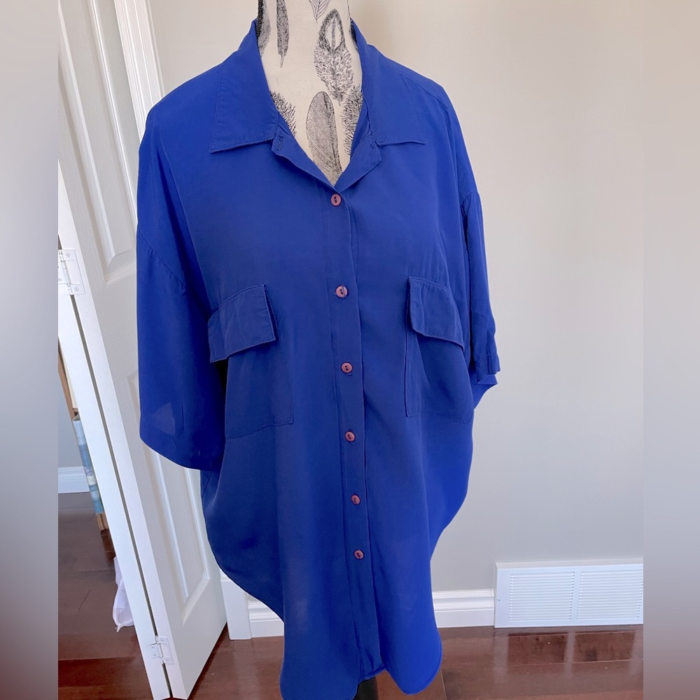 F.I.T.S. Blue Button Up Blouse